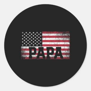 Papa American Flag Father's Day 4th Of July Gift G Classic Round Sticker