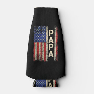 Papa American Flag Father's Day For Men Bottle Cooler