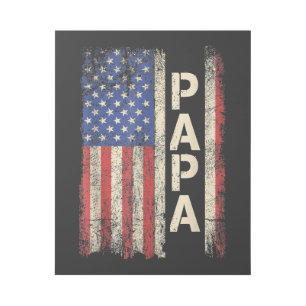 Papa American Flag Father's Day For Men Gallery Wrap