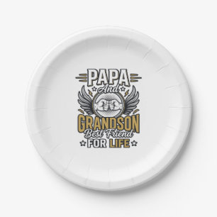 Papa And Grandson Best Friend For Life Shirt Desig Paper Plates