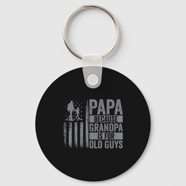 Papa Art For Grandpa Men From Grandkids Granddaugh Keychain (Front)