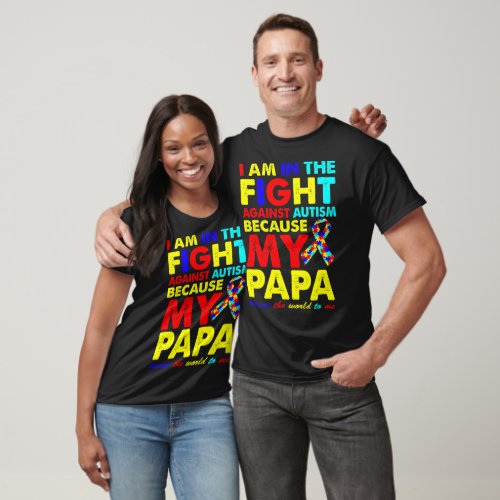 Papa Autism Awareness Puzzle Gift T_Shirt