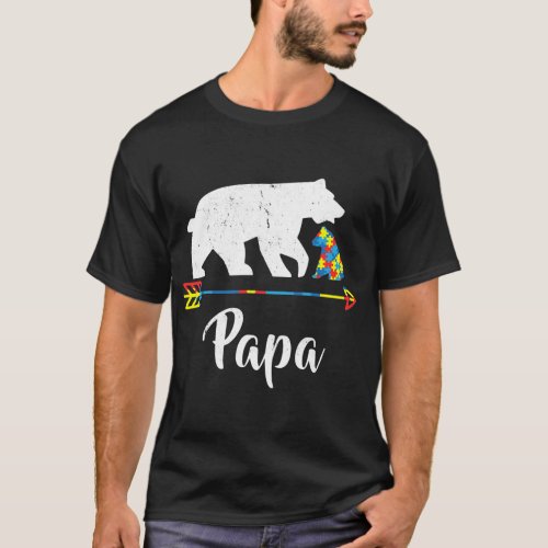 Papa Bear Autism Awareness Gift Proud Autism  T_Shirt