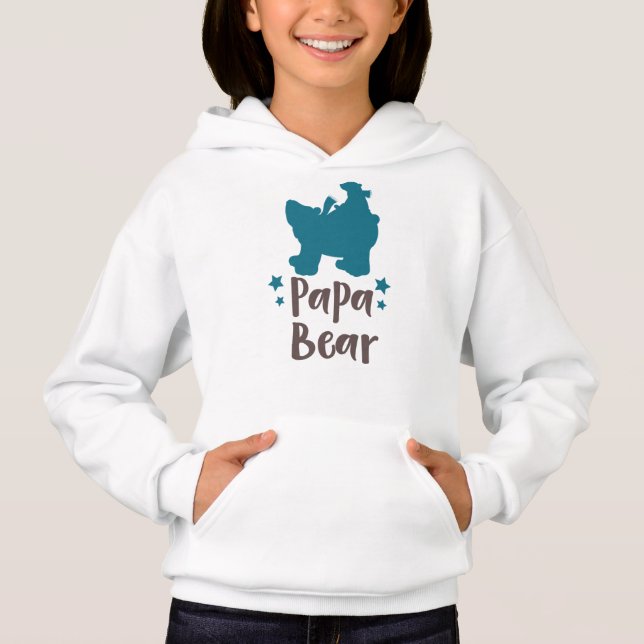 Papa Bear, Bear Cub, Cute Bear, Little Bear, Stars Hoodie (Front)