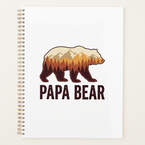 Papa Bear Bear Silhouette Vintage Forest T-Shirt_1 Planner
