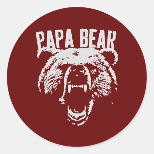 Papa Bear Best Dad Fathers Day Father Pop Gifts Classic Round Sticker