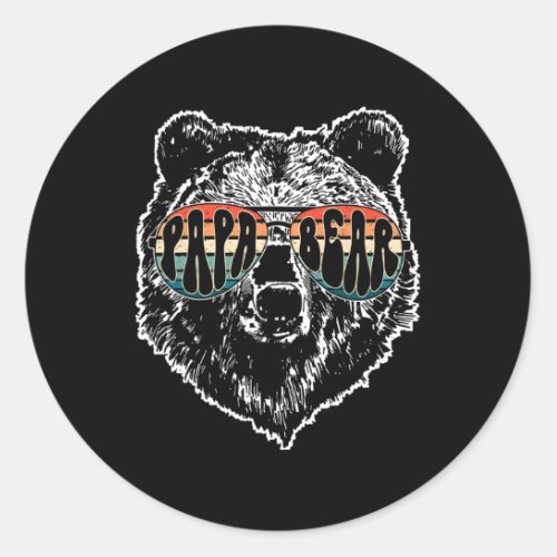 Papa Bear Best Dad Fathers Day Father Pop Men Vint Classic Round Sticker