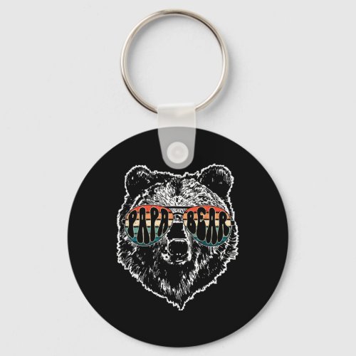 Papa Bear Best Dad Fathers Day Father Pop Men Vint Keychain