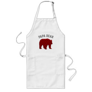 Papa Bear buffalo plaid bear Christmas T-Shirt Long Apron
