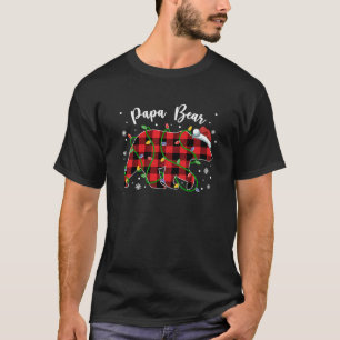 Papa Bear Buffalo Plaid Dad Xmas Tree Light Christ T-Shirt