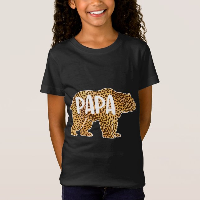 Papa Bear Cheetah Leopard Print Gift Dad Father Gi T-Shirt (Front)