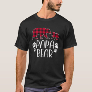 Papa Bear Christmas Pajama Red Buffalo Plaid Fathe T-Shirt
