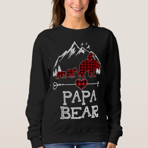 Papa Bear Christmas Pajama Red Plaid Buffalo Desig Sweatshirt