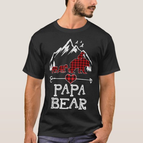 Papa Bear Christmas Pajama Red Plaid Buffalo Desig T_Shirt