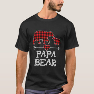 Papa Bear Christmas Pajama Red Plaid Buffalo Famil T-Shirt