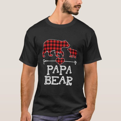 Papa Bear Christmas Pajama Red Plaid Buffalo Famil T_Shirt