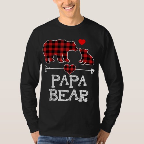 Papa Bear Christmas Pajama Red Plaid Buffalo Famil T_Shirt