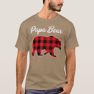 Papa Bear Christmas Pajama Red Plaid Buffalo Famil T-Shirt