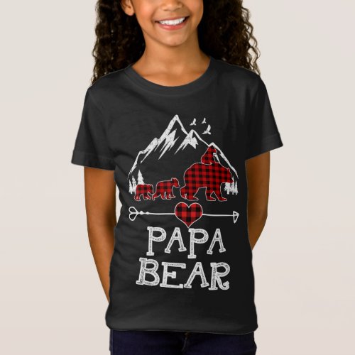 Papa Bear Christmas Pajama Red Plaid Buffalo T_Shirt