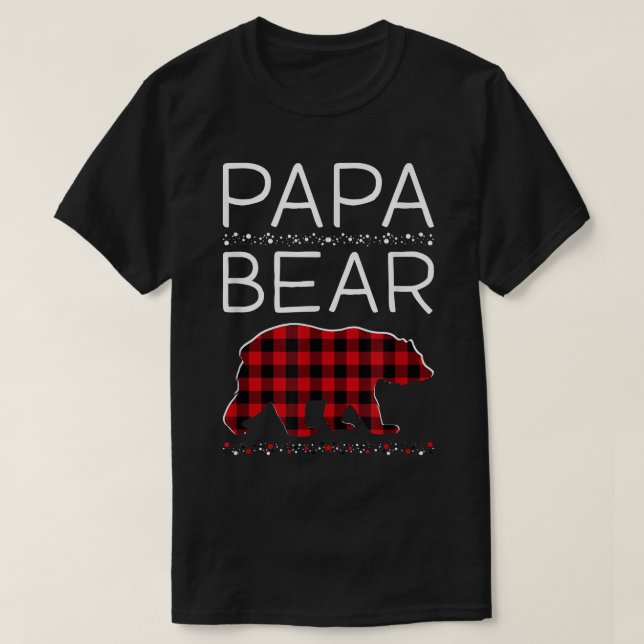 Papa Bear Christmas Pajamas Matching Family Plaid  T-Shirt (Design Front)