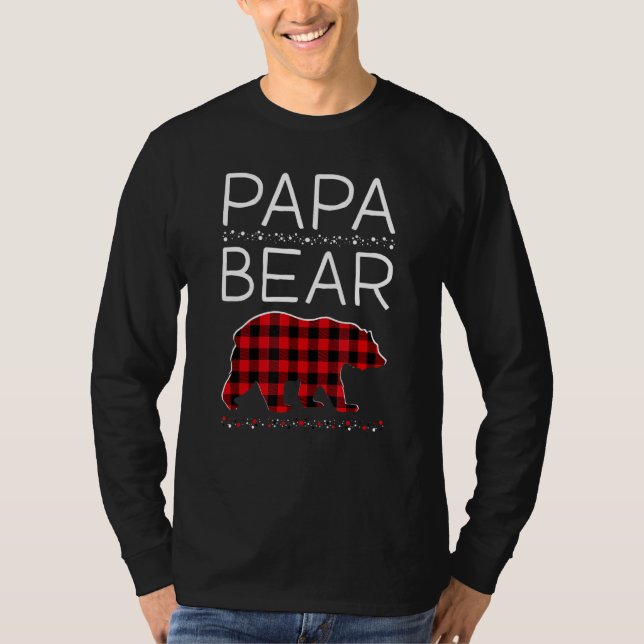 Papa Bear Christmas Pajamas Matching Family Plaid  T-Shirt (Front)