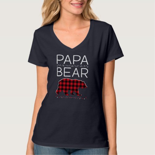 Papa Bear Christmas Pajamas Matching Family Plaid  T_Shirt