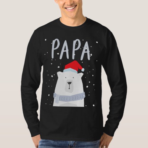 Papa Bear Christmas Santa Hat Family Matching T_Shirt