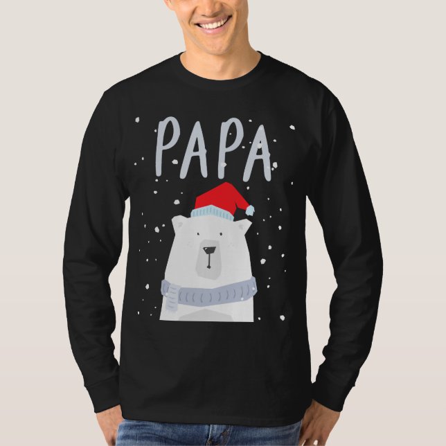 Papa Bear Christmas Santa Hat Family Matching T-Shirt (Front)