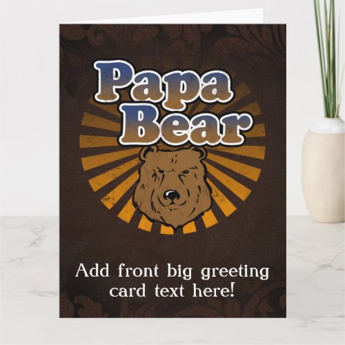 Papa Bear Cool Fathers Day Vintage Look Card