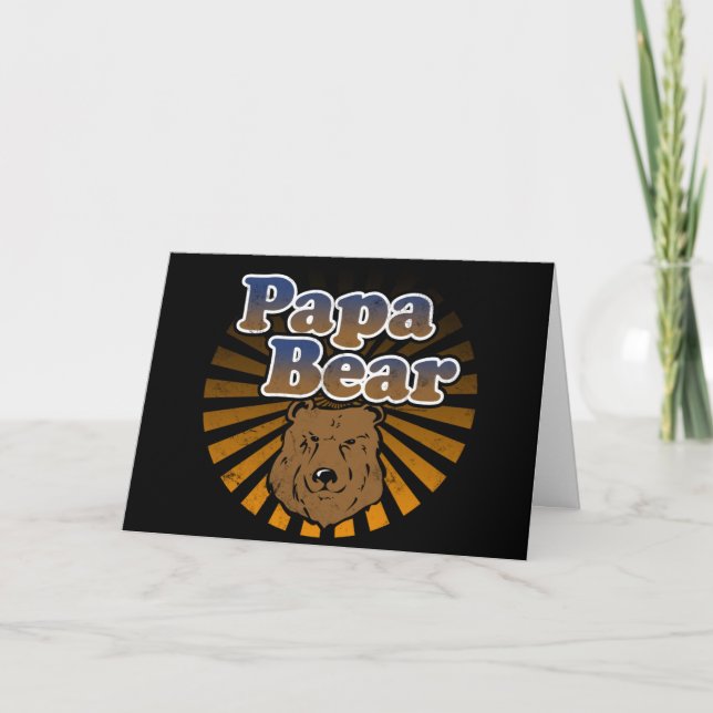 Papa Bear, Cool Fathers Day Vintage Look Card (Front)