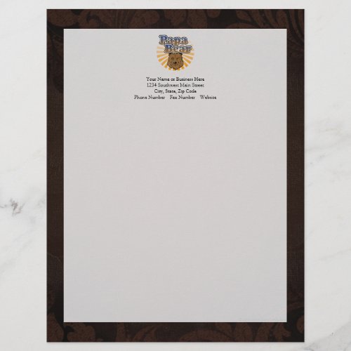 Papa Bear Cool Fathers Day Vintage Look Letterhead