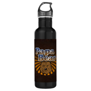 Papa Bear, Cool Fathers Day Vintage Look Water Bottle