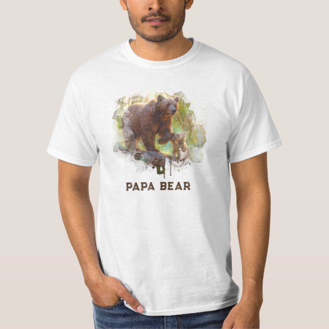 *~* PAPA BEAR Cub Art Father's Day Gift AP86 T-Shirt (Front)