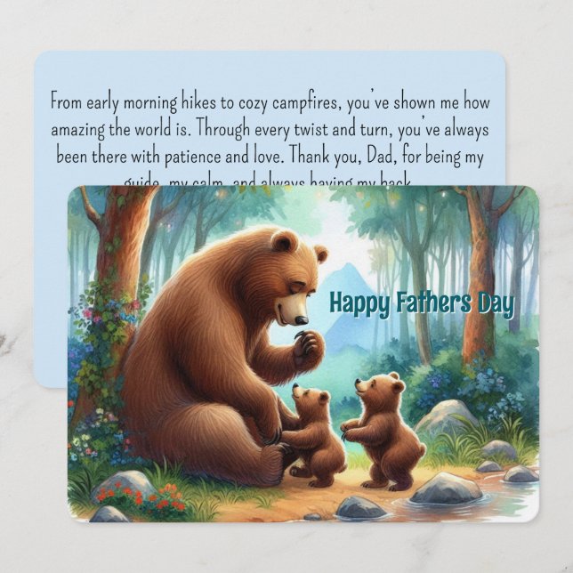 Papa Bear & Cubs Happy Father’s Day Card (Front/Back)