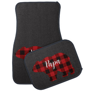 Papa bear, cute rustic red and black plaid car floor mat