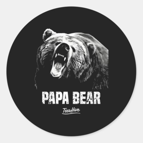 Papa Bear Dad Classic Round Sticker