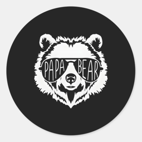 Papa Bear Face With Sunglasses Classic Round Sticker