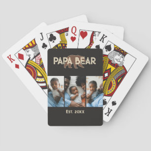 Papa Bear Father Year Established 3 Photo Poker Cards