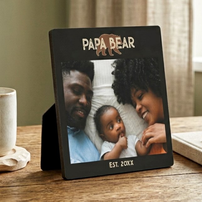 Papa Bear Father Year Established Photo Black Plaque (Creator Uploaded)