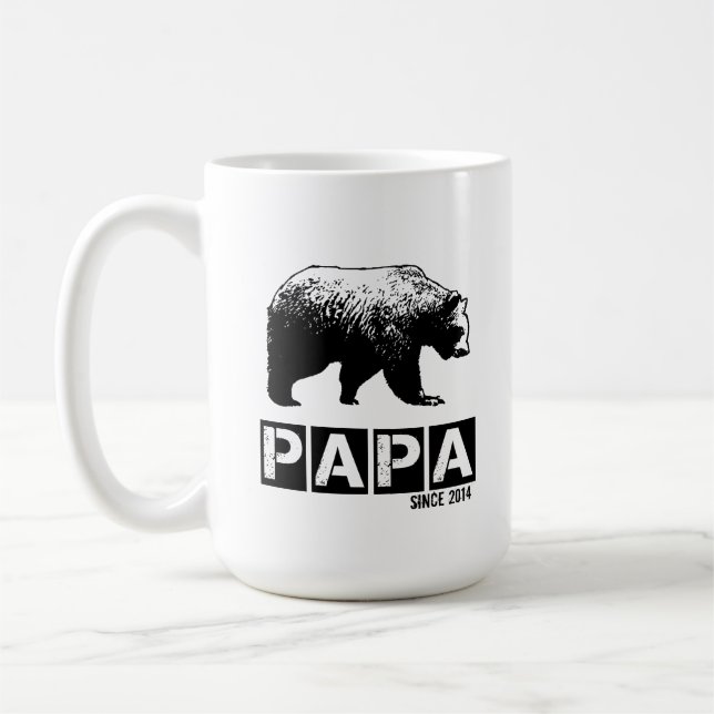 Papa Bear for Dad 2014, Grunge Black Coffee Mug (Left)