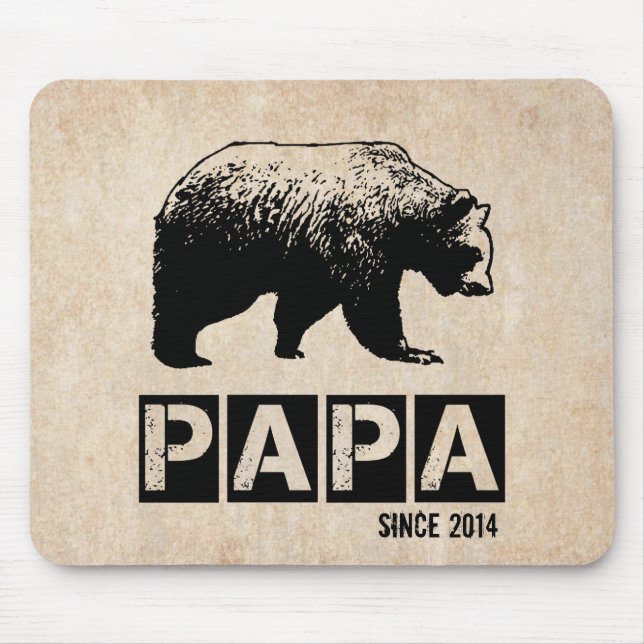 Papa Bear for Dad 2014, Grunge Black Mouse Pad (Front)