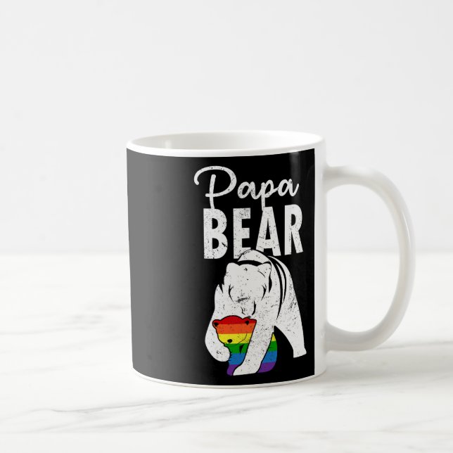 Papa Bear Gay Pride Rainbow Flag Lgbt Dad Camping  Coffee Mug (Right)