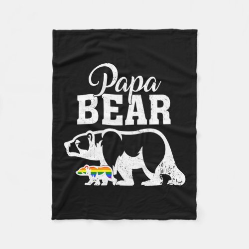 Papa Bear Gay Pride Rainbow Flag LGBT Dad Camping Fleece Blanket