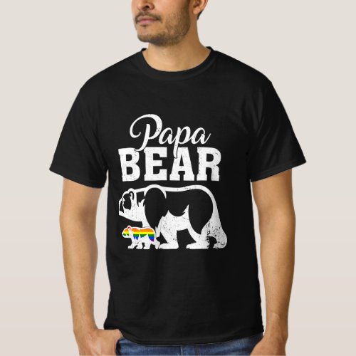 Papa Bear Gay Pride Rainbow Flag LGBT Dad Camping  T_Shirt