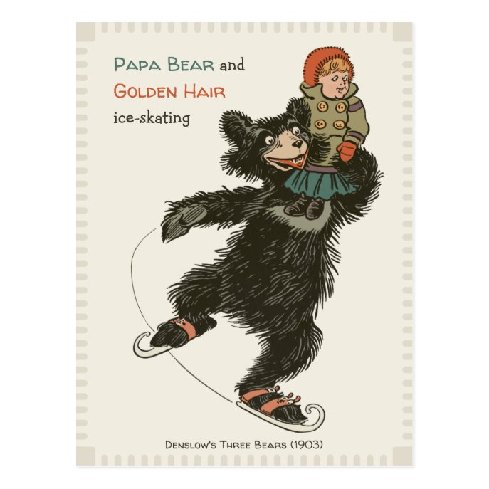 Papa Bear &amp; Golden Hair skating CC0715 Fairytale Postcard