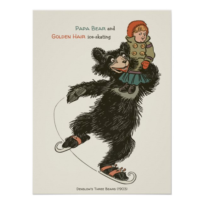 Papa Bear &amp; Golden Hair skating CC0929 Fairytale Poster