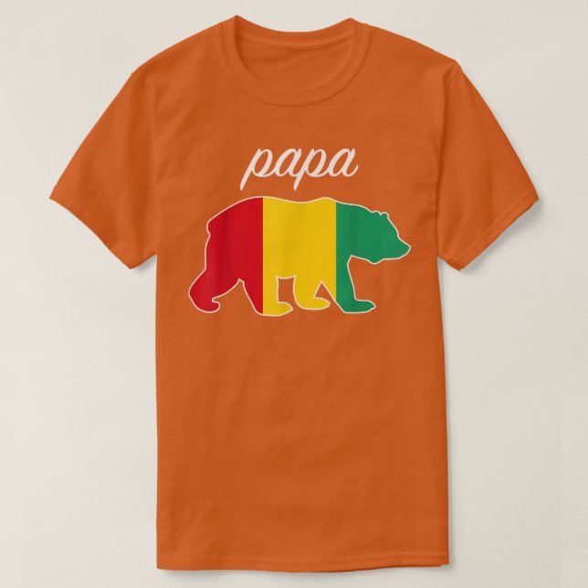Papa Bear Guinea Flag Guinean Roots  T-Shirt (Design Front)