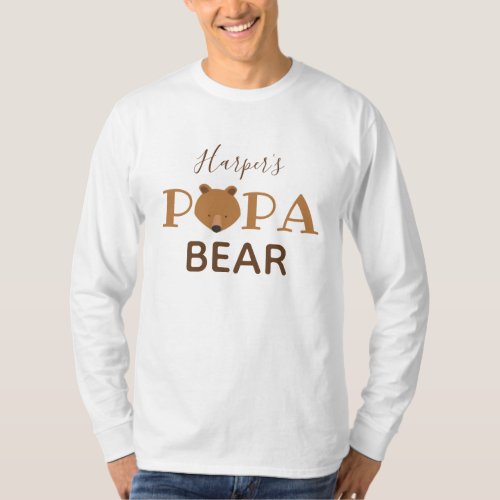 Papa Bear Kid Name Dad T_Shirt