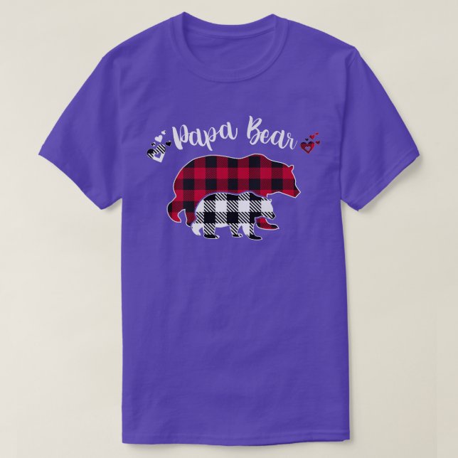 Papa Bear Little Bear Pajama Grey Red Buffalo Plai T-Shirt (Design Front)