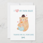 Papa bear love heart blue reading book father holiday card